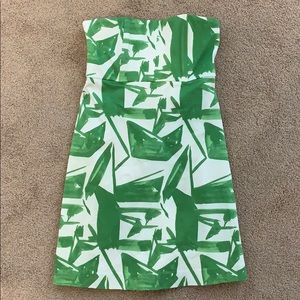 Alice + Olivia Green and White Strapless Dress
